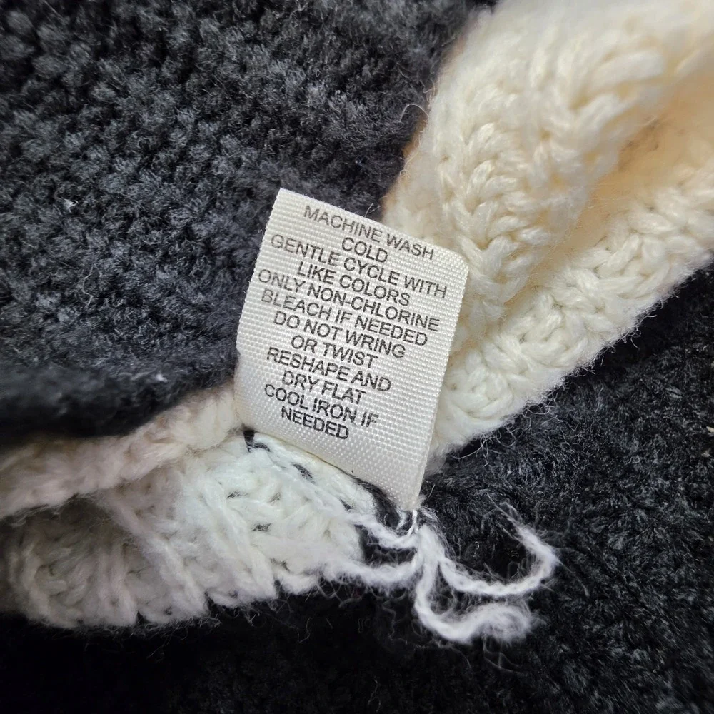 Jessica Simpson Sweater Womens M Black White Striped Chunky Knit Cropped Pullove